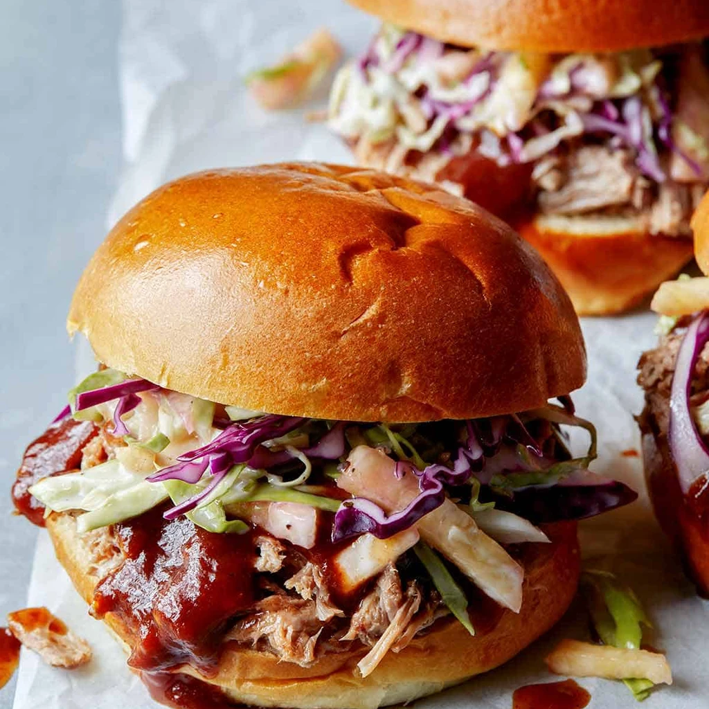 Pulled Pork Sandwich with fries and coleslaw